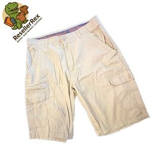Mens WearFirst 36 Good Khaki Cargo Shorts Ripstop Cotton Blend Stretch Utility